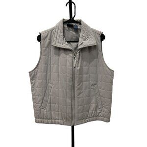 Country Club Golf By Koret Womens Quilted Vest Size L Light Gray Polyester